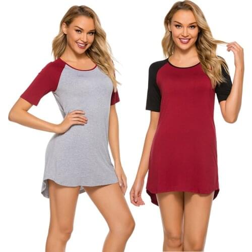 2021Spring and Summer New Ladies Nightdress Short-sleeved Round Neck Casual Home Wear Sexy Nightwear Sleepwear Women Sleep Tops