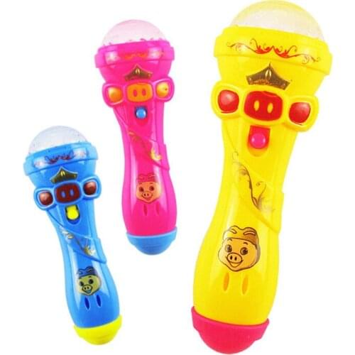 1 pc Plastic Light Flashing Projection 15*4.5cm Brand New LED High Quality Toy Microphone Torch Shape Baby Kids Gift#287982