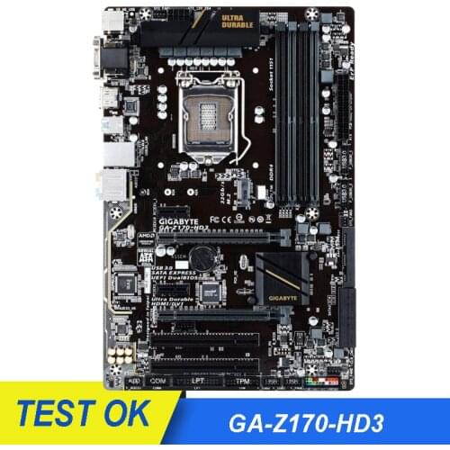 100% Original for Gigabyte GA-Z170-HD3 Motherboard LGA 1151 DDR4 USB3.0 64G Z170-HD3 Z170 HD3 Desktop Mainboard SATA III Used
