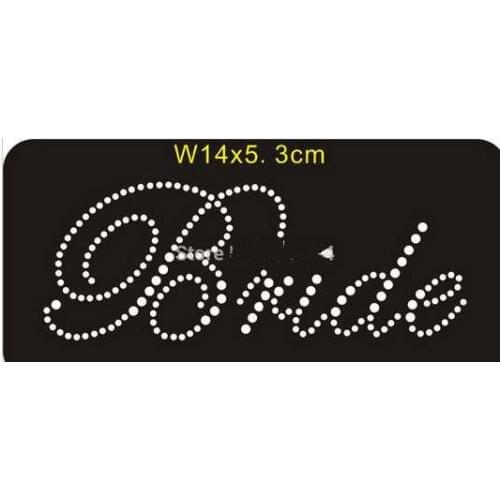 2pc/lot Bride letter rhinestones motif rhinestones fix hot fix rhinestone transfer motifs iron on transfers patches