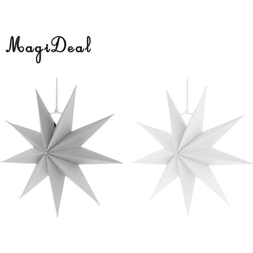 2/set Large 3D Paper 9-Point Star Wedding Party Hanging Decoration White & Grey