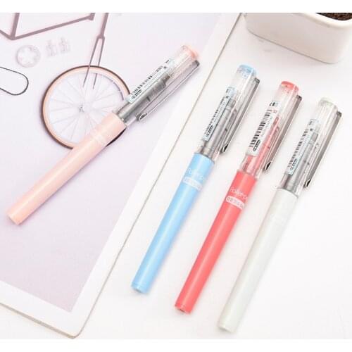 24pcs snow white color neutral straight-liquid ball-walking pen cute student test pen signature pen stationery