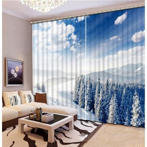 3D curtains blackout curtains for bedroom winter nature scenery curtains for window living room Blackout Shade Window Curtains
