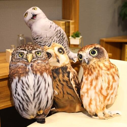50cm Simulation Owl Plush Toys Room Decor Stuffed Realistic Animals Pillow Soft Kids Funny Dolls for Boys Adults Birthday Gifts