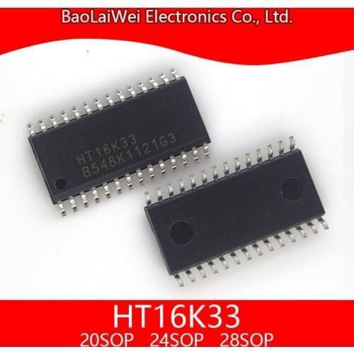 10pcs HT16K33 20SOP 24SOP 28SOP Electronic Components Integrated Circuits RAM Mapping 16x8 LED Controller Driver with keyscan