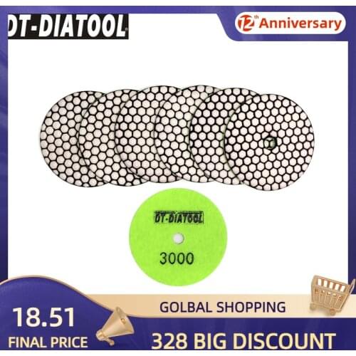 7pcs/pk G800 Flexible Diamond Sanding Disc Dry Resin Bond Polishing Pads #1500 For Granite Marble Dia 4"/100mm