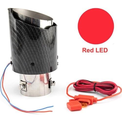 Car Straight Exhaust Pipe Rear Muffler Tip Tail Throat with LED Light Universal Car Modified Carbon Fiber Luminous Tail Throat