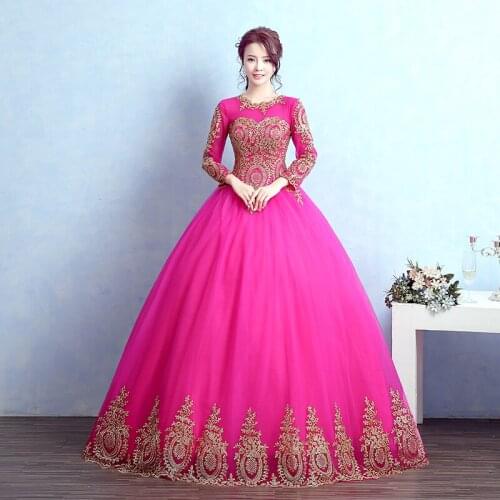 Hot pink/royal blue golden embroidery ball gown medieval dress sissi princess Medieval Renaissance Gown Victorian Belle ball