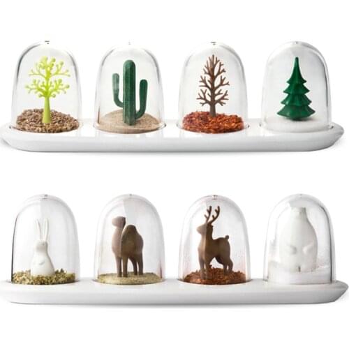 Four Seasons Plant Spice Jar 4 pcs/set Creative Animals Seasoning Bottle Salt Sugar Pepper Shaker Cooking Tools Kitchen Supplies