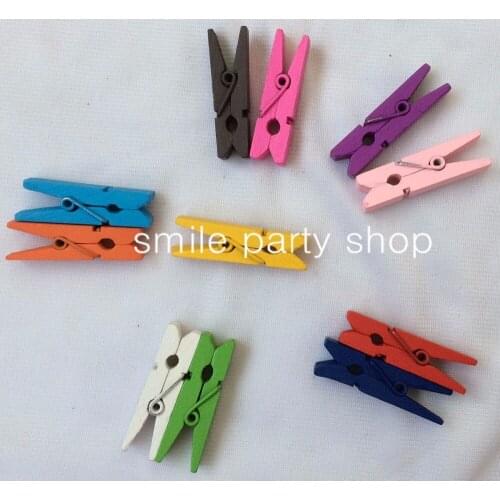 Free Shipping 50pcs/lot Color Decoration Wooden Clothes Pegs | Large Clothespin Wood Craft for BOYS GIRLS BABY SHOWER DECORATION