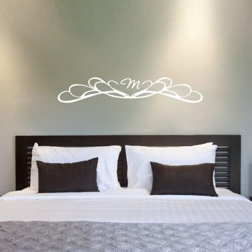 Free shipping Personalized Monogram Headboard Vinyl Wall Decal Sticker , King / Queen Headboard Decal Bedroom wall art C2074