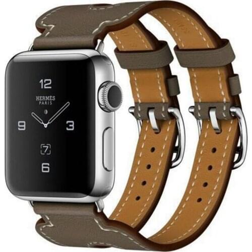 Series 5/4/3/2/1 Genuine Leather Double Buckle Cuff Band For Apple Watch 38/40 42/44mm Bracelet Leather Strap Band Watch