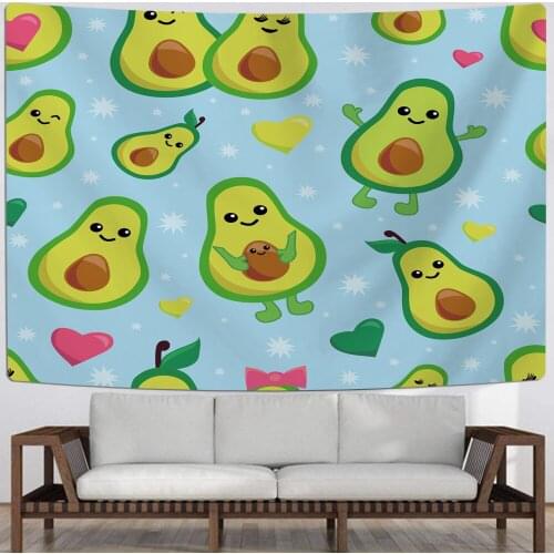 CCute Cartoon Avocado Tapestry Wall Hangings Field Carpet Yoga Mat 3D Customizable Artist Home Decoration Accessories