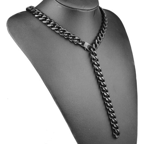 Tiasri 12MM Stainless Steel Cuban Chain Man Woman Necklace Bracelet Waterproof Hip-hop Boys Jewelry Accessories Friend Gift
