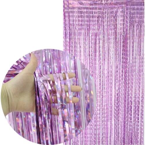 200cm Rose Gold Backdrop Curtain Metallic Foil Tinsel Fringe Curtain for Wedding Birthday Party Decoration Photo Props Supplies