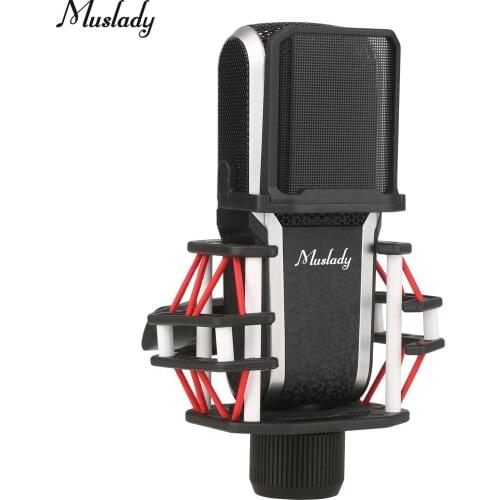 Muslady 26mm Diaphragm Condenser Microphone XLR Studio Cardioid Condenser Microphone Kit with Mic Rack and Portable Carry Case