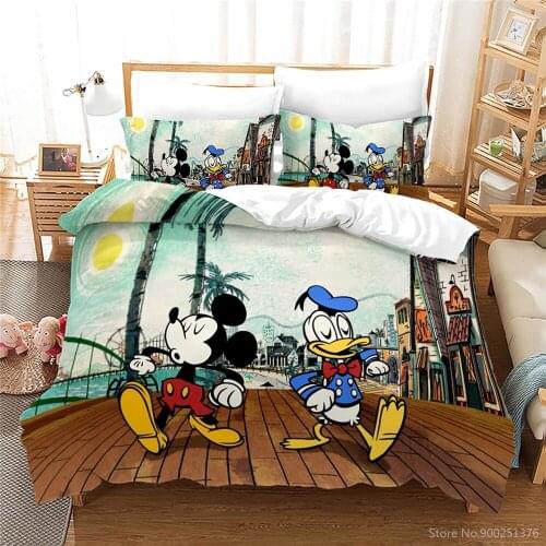 Disney Donald Duck Mickey Mouse 3d Bedding Set Queen King Size Duvet Cover Set Comforter Cover with Pillowcase Set Home Textile