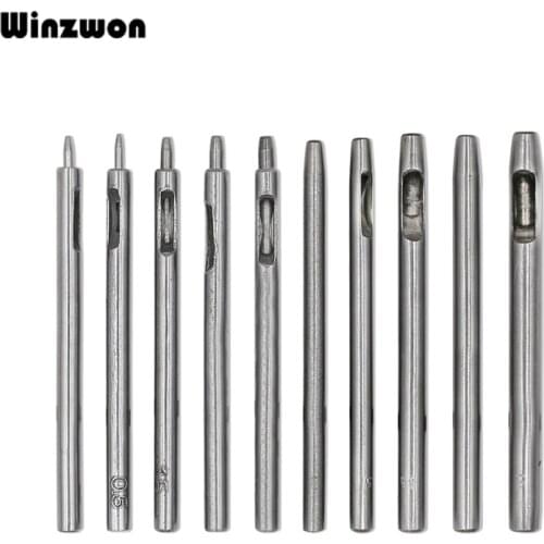 10Pcs Steel Leather Punch Hand Round Hollow Drill Leather Belt Hole Puncher 0.5-5MM Hole Punch Set DIY Leather Craft Punch Tool