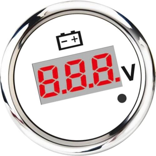 Electronic Digital Voltmeter Voltage Gauge Volt Meter Red LED 2inches 52mm for Car Vehicle Auto - White