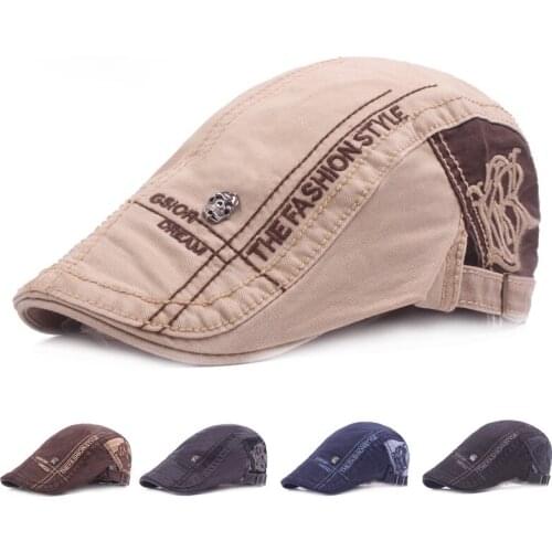 New Summer Outdoor Sports Cap Mens Cotton Beret Mens and Womens Casual Pointed Cap Skull Design Solid Color Fashion Beret Hat