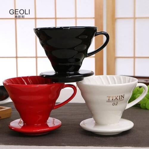Ceramic V60 Espresso Coffee Filter Cup Pour Over Coffee Maker with Stand Funnel Dripper Coffee Accessories