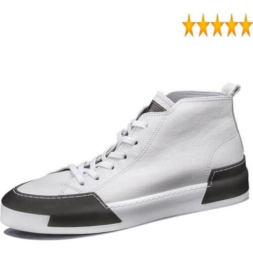 Mens High Top New Casual Lace Up Flats Genuine Leather Sneakers Joggers Shoes Male Brand Trainers Hip Hop Zapatos Hombre