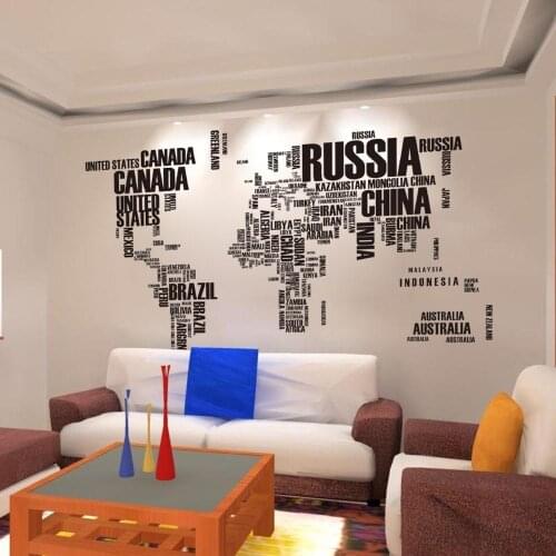 Places Of World Map Wall Art Decals Map Letters Quote Vinyl Wall Sticker Home Living Room Decoration Wall Art AJ873