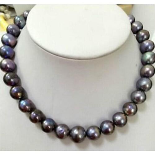 Fashion jewelry stunning 13-14kmm round blackred pearl necklace 18inch14k