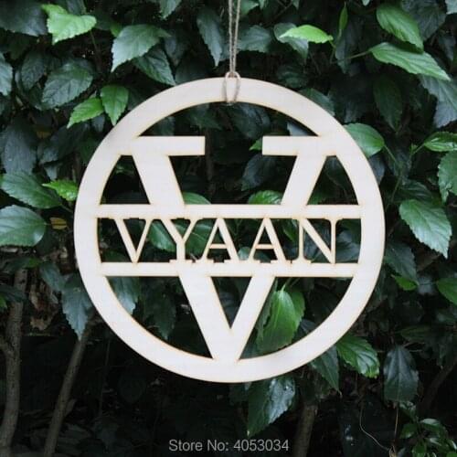 Unfinished Split Monogram Door Hanger | Personalized Name Wooden Sign | Wood Craft