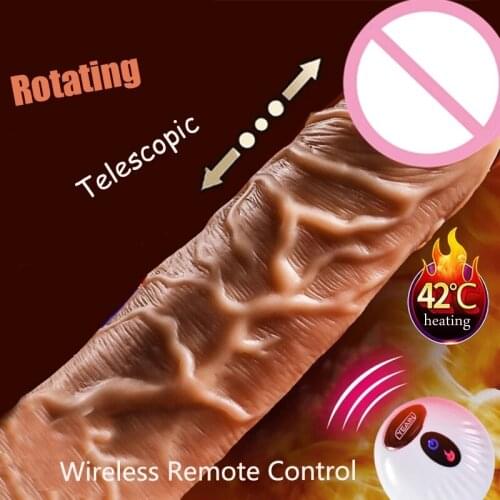 New Automatic Telescopic Rotating Penis Vibrator Female Masturbation Super Realistic Heating Big Dildo Erotic Sex Toys For Women