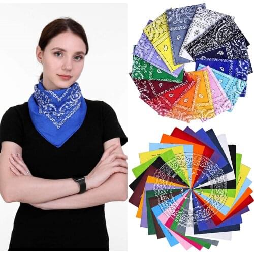 Bandana Handkerchiefs Head Bandannas for Men & Women Paisley Cowboy Square Head Scarf Black Blue Red Polyester Bandanas pañuelo