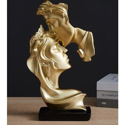 Resin Kiss Mask Statue Abstract Ornaments Art Statuettes Mask Sculpture Craft for Office Vintage Home Decor Wedding Gifts L11