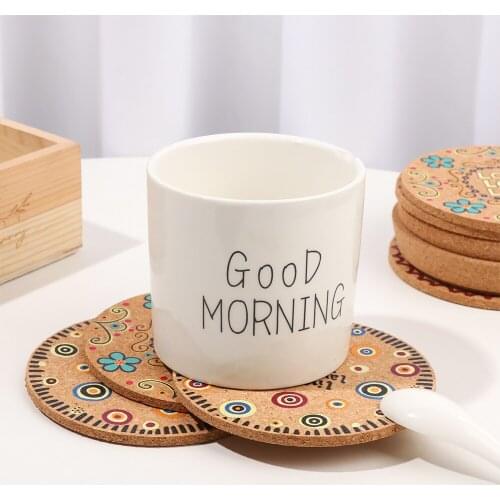 Durable Non-Slip Cork Coasters Natural Wooden Round Coffee Cup Mat Heat Insulation Pot Drink Tea Pad Household Tableware Decor