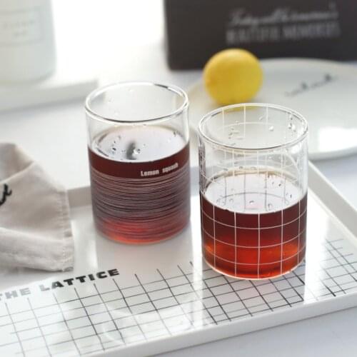 Hand-painted lattice Glass Water Cup Glass Cup Can Shape Drinking Glass Water And Wine Glass Cup