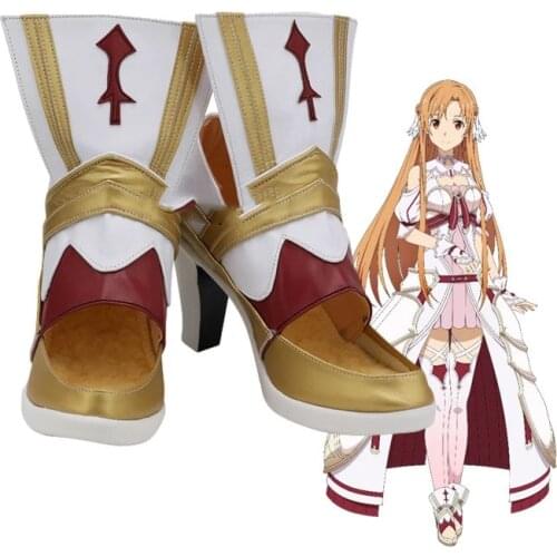 SAO Sword Art Online Yuuki Asuna Cosplay Shoes Fine Heel High heels Hollow out Leather Shoes For Halloween Carnival Party