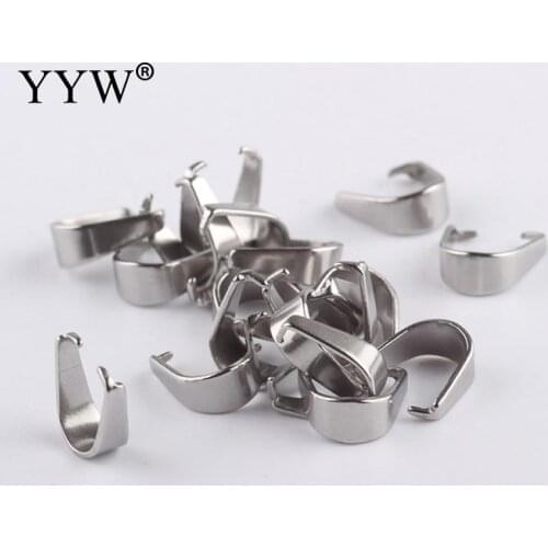 Silver color 100pcs 4*9mm stainless steel pinch bail diy pendant bails for jewelery making accessories