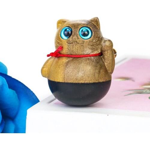 Lucky Cat Tumbler Golden Silk Phoebe Cute Children Gift Kitty Handle Piece Handicraft Paperweight Center Christma Day Home Decor