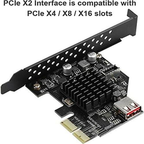 USB3.1 Gen2 Built-in 20-pin Front Panel Connector USB 2.0 PCI Express 3.0 X2 Adapter Raiser Type-E USB3.1 Support PCIE 4X 8X 6X