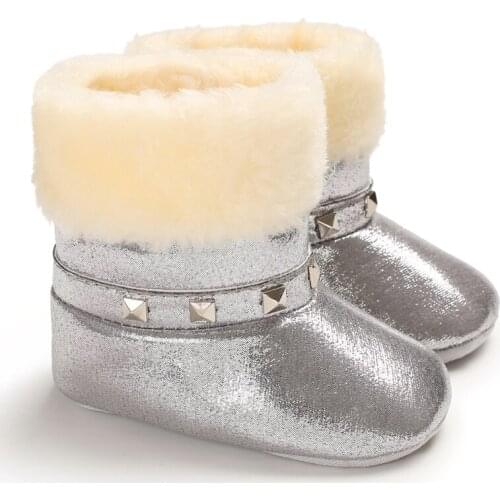 Winter Baby Boots Keep Warm First Walkers Infant Soft Bottom Newborn Snow Ankle Booties Rivets Thicken SHL080