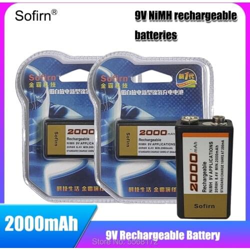 100% Original Sofirn 9V 2000MAh Sofirn Rechargeable Ni-MH nimh Battery For Microphone Interphone Smoke Alarm Car Toys