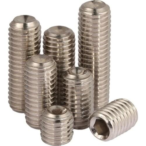 12.9 Grade M2.5 M3 M4 M5 M6 M8 M10 Nickel Plated Grub Screw Allen Head Cup Point Hex Socket Set Screw Length 2-40mm
