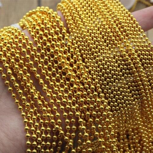 3M Stainless Steel Bulk Chain 2.4mm 3.2mm Gold Beads Ball Chains & Clasp Connectors for Men Women Necklace DIY Jewelry Making