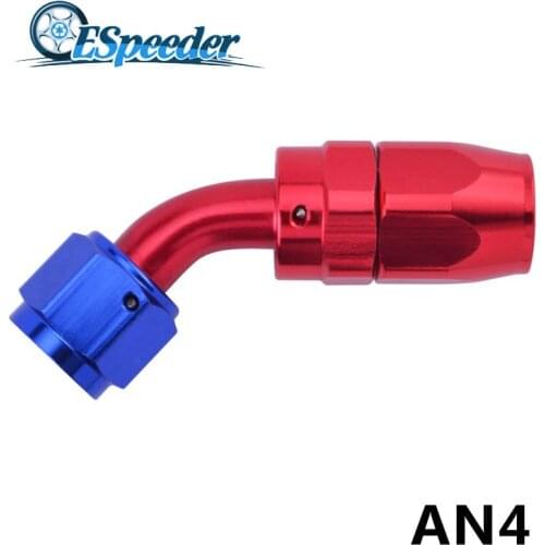 ESPEEDER AN 4Aluminium Fitting 45 Degree Oil Fuel Reusable Fittings Swivel An Fitting Adapter Hose End