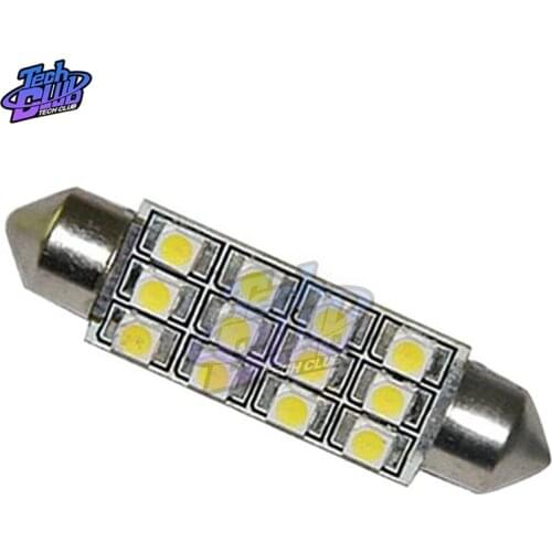 5Pcs/lot DC12V 12 beads 3528 SMD LED Bulb Light Interior Festoon Lamp 40mm White Ultra Bright smd 3528