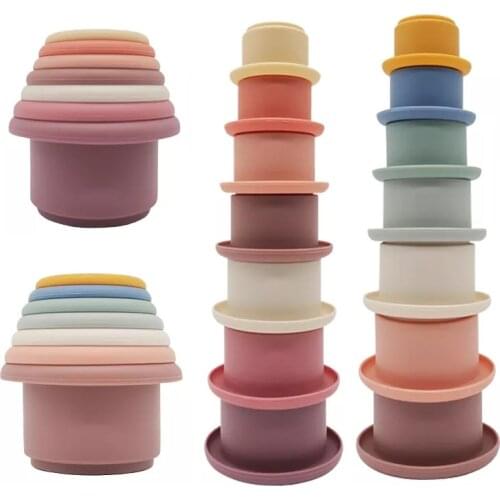 7Pc/Set Baby Stacking Cup Toys Funny Early Educational Baby Intelligence Toys Rainbow Stacking Tower Toys Children Birthday Gift