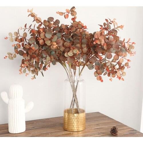 70cm Indoor Artificial Plants Wall Decor Fake Flower Leaf Home Japanese Autumn Eucalyptus Leaf Wedding Arch Flower Row Material