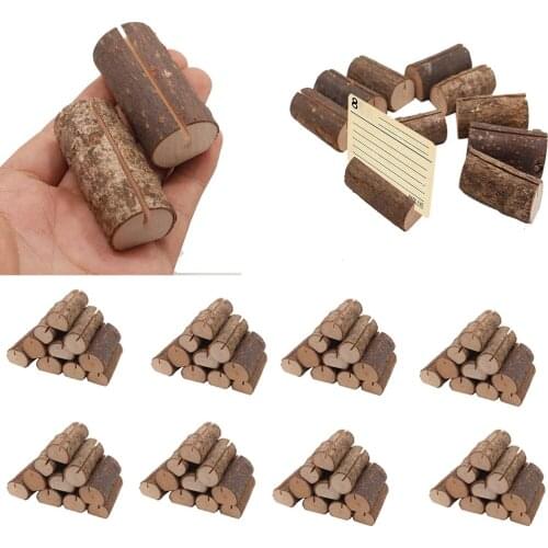 80pcs Wooden Name Place Card Holder Memo Note Card Clip Home Decor