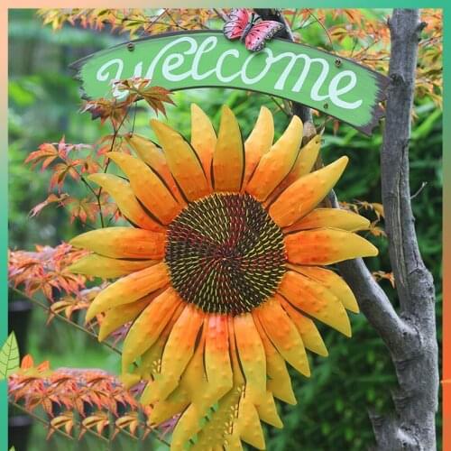 American Wrought Iron Sunflower Welcome Brand Hook Outdoor Garden Furnishings Crafts Courtyard Balcony Lawn Ornaments Decoration