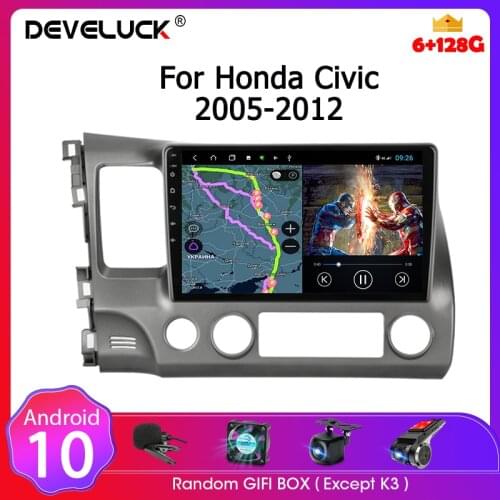 For Honda Civic 2005-2012 Android 10 Car Radio 4G Network WIFI RDS Navigation Multimedia Video Player audio 2 din stereo system