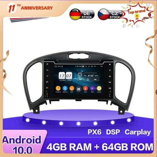 For Nissan JUKE 2004 - 2016 Android 10.0 PX6 Car Multimedia DVD Player 4G+64GB Auto GPS Navigation Stereo radio DSP Carplay WIFI
